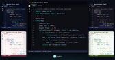 Python code in VS Code with the MareArts Neon theme, beside Ocean, Coral Light, Indigo and Lime Light editor windows