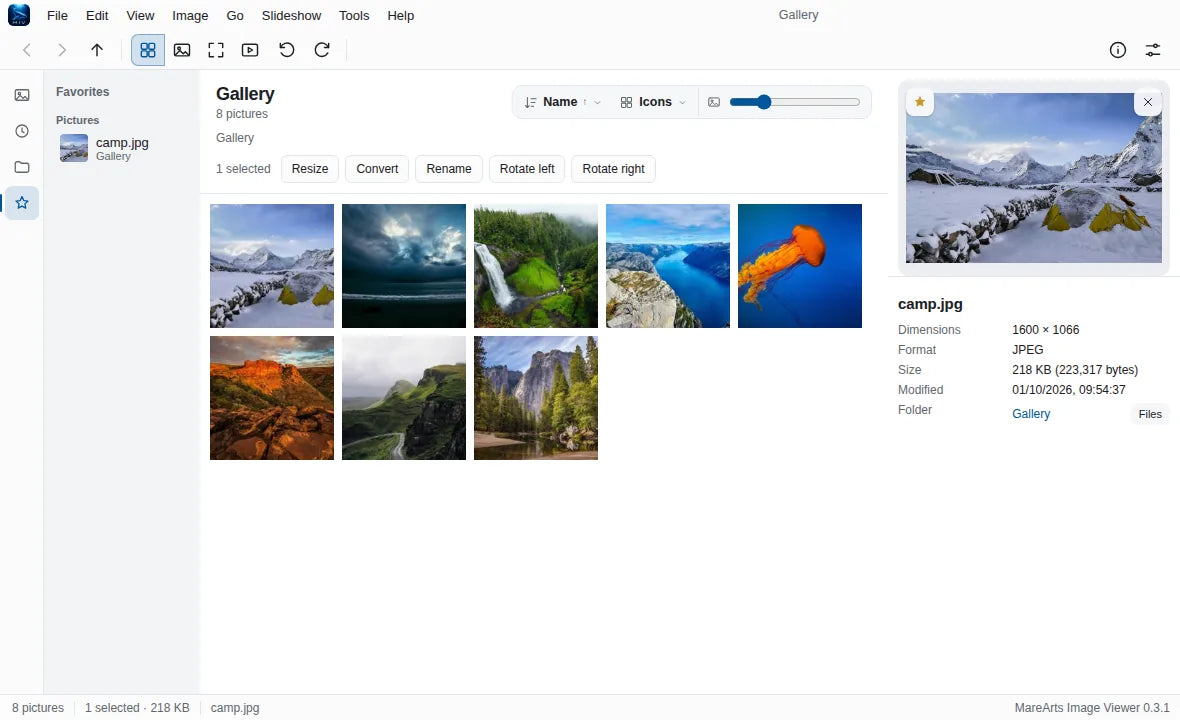 Favorites lists the starred picture beside the folder