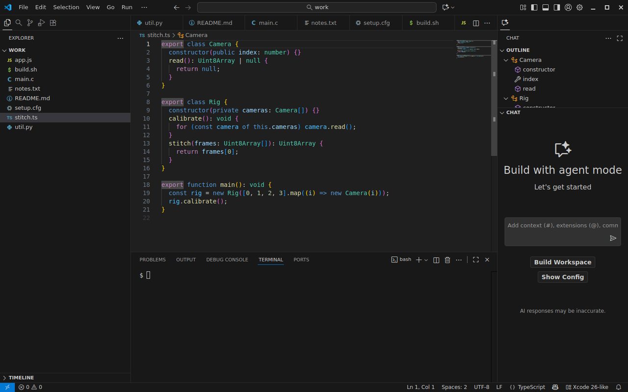 Xcode 26-like layout in VS Code