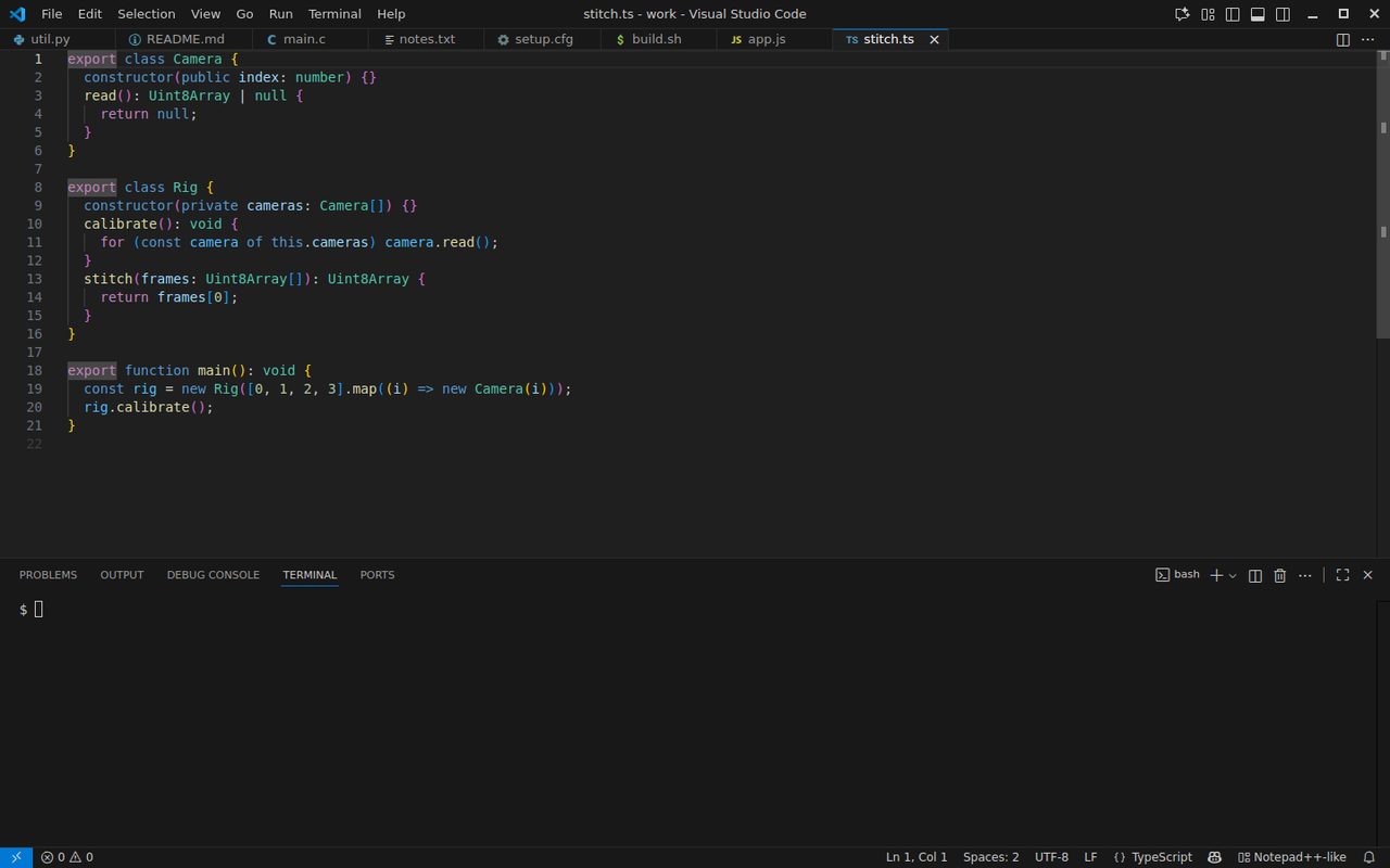 Notepad++-like layout in VS Code