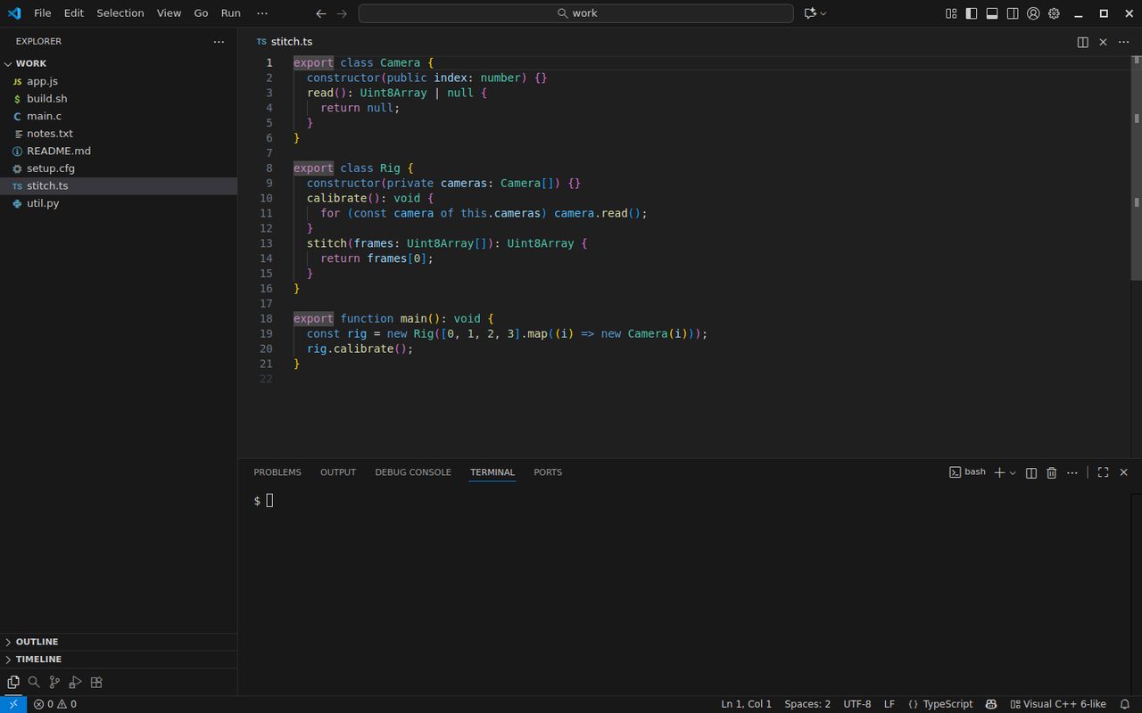 Visual C++ 6-like layout in VS Code