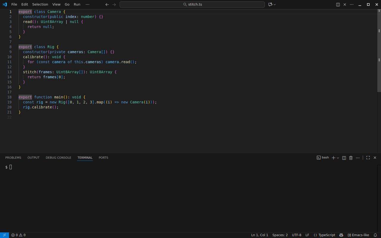 Emacs-like layout in VS Code